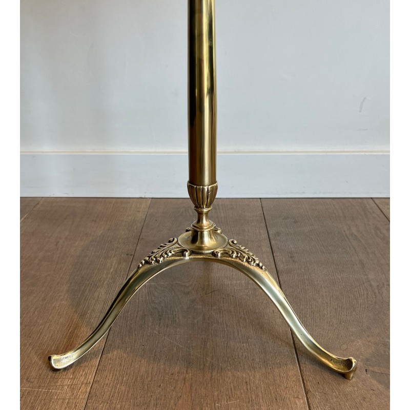 Neoclassical Brass Guéridon with Marble Top Attributed to Maison Jansen, French Work, circa 1940