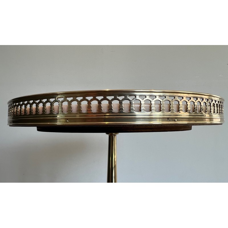 Neoclassical Brass Guéridon with Marble Top Attributed to Maison Jansen, French Work, circa 1940
