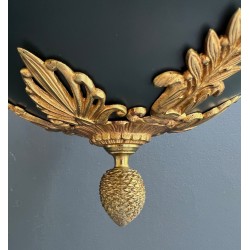 Empire Style Chandelier in Green Sheet Metal and Gilt Bronze with Palmette Ornaments, French Work, circa 1920