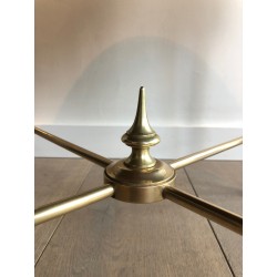 Neoclassical Round Brass Coffee Table with Acid-Worked Brass Tray by Maison Ramsay, French Work, circa 1940