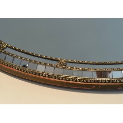 Miroir Ovale Constitué de Miroirs Multi-Facettes et Guirlandes de Laiton, Travail Français, vers 1970