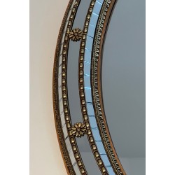 Miroir Ovale Constitué de Miroirs Multi-Facettes et Guirlandes de Laiton, Travail Français, vers 1970