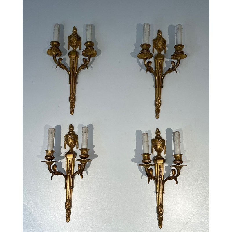 Set of Four Louis the 16th Style Bronze Wall Sconces