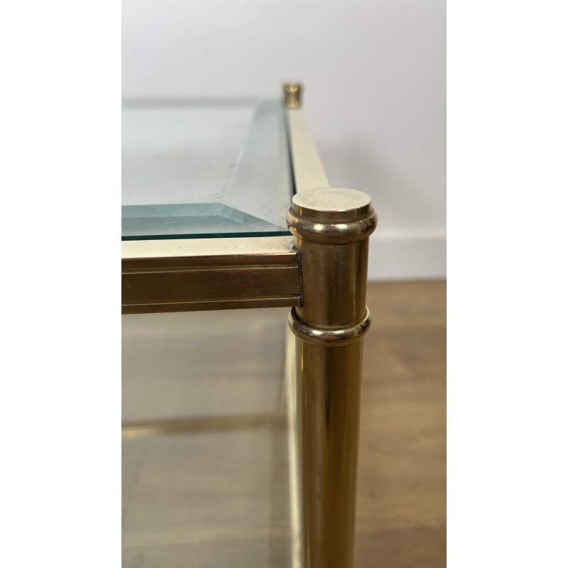 Two-Tier Brass and Glass Coffee Table by Roche Bobois, French Work, circa 1970