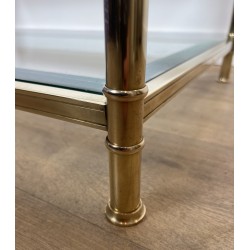 Two-Tier Brass and Glass Coffee Table by Roche Bobois, French Work, circa 1970