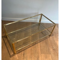 Bronze and Glass Two Tiers Coffee Table Signed Jacques Théophile Lepelletier and Stamped by Broncz