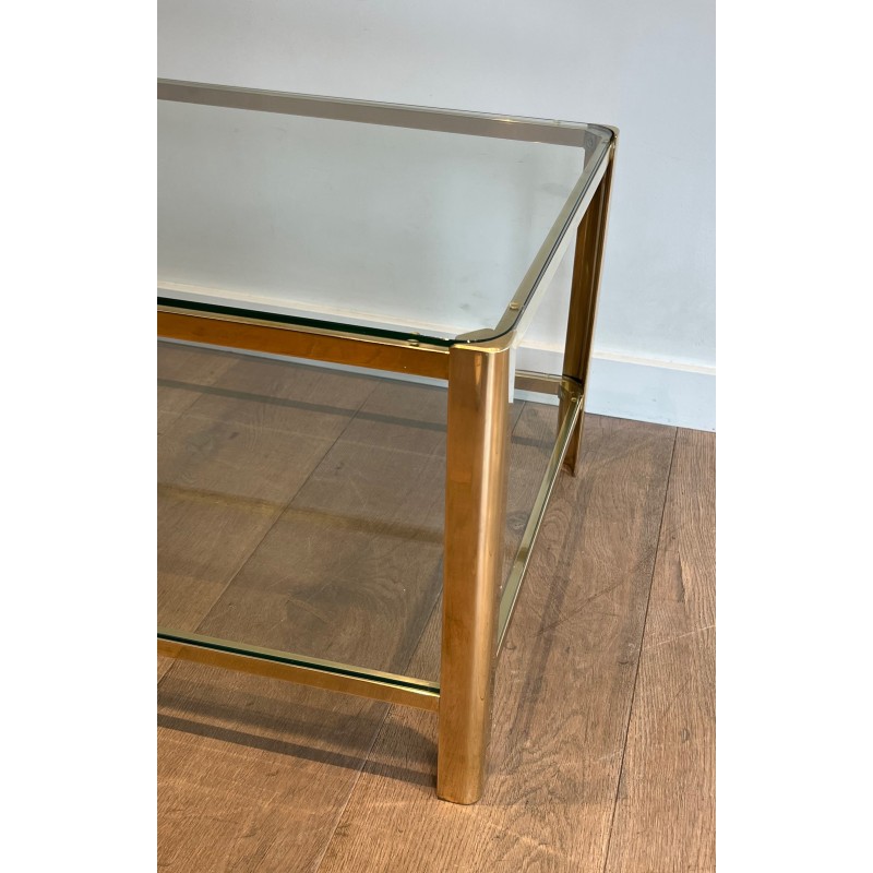 Bronze and Glass Two Tiers Coffee Table Signed Jacques Théophile Lepelletier and Stamped by Broncz