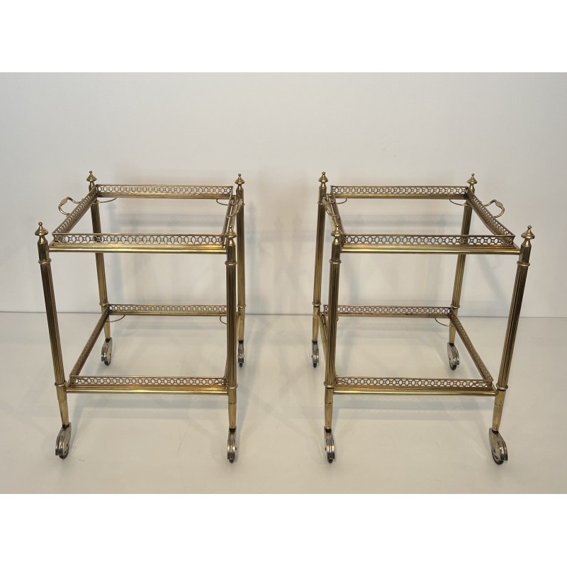 Pair of Square Drinks Trolleys with Removable Upper Trays by Maison Jansen, French Work, circa 1940