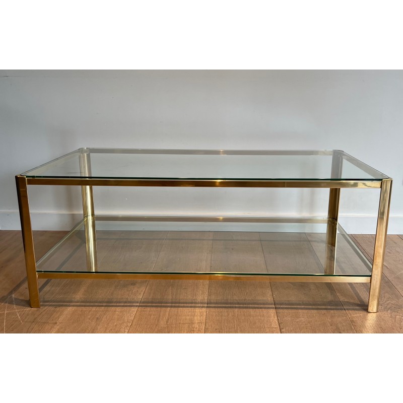 Bronze and Glass Two Tiers Coffee Table Signed Jacques Théophile Lepelletier and Stamped by Broncz