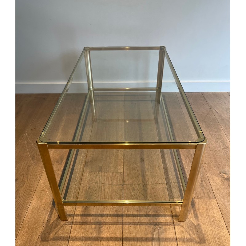 Bronze and Glass Two Tiers Coffee Table Signed Jacques Théophile Lepelletier and Stamped by Broncz