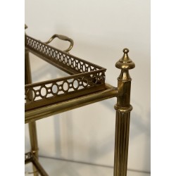 Paire de Tables Roulantes Carrées à Plateaux Supérieurs Amovibles par la Maison Jansen, Travail Français, vers 1940