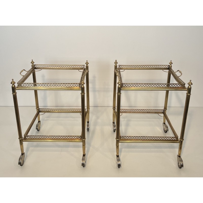 Pair of Square Drinks Trolleys with Removable Upper Trays by Maison Jansen, French Work, circa 1940