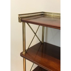 Neoclassical Mahogany and Brass Shelving Unit Attributed to Maison Jansen, French Work, circa 1940