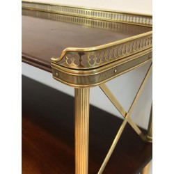 Neoclassical Mahogany and Brass Shelving Unit Attributed to Maison Jansen, French Work, circa 1940