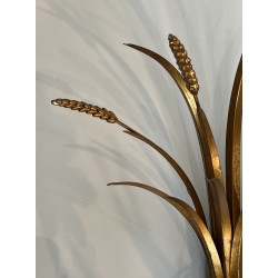 Large Pair of Coco Chanel Gilt Metal Ears of Wheat Wall Sconces, French Work, circa 1970