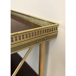 Neoclassical Mahogany and Brass Shelving Unit Attributed to Maison Jansen, French Work, circa 1940