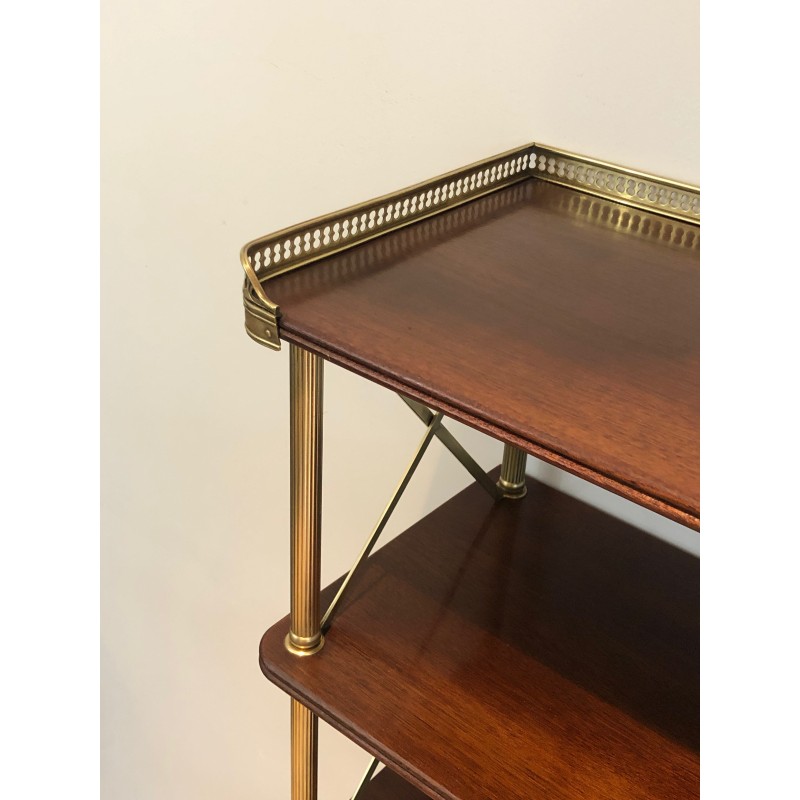Neoclassical Mahogany and Brass Shelving Unit Attributed to Maison Jansen, French Work, circa 1940