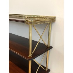 Neoclassical Mahogany and Brass Shelving Unit Attributed to Maison Jansen, French Work, circa 1940