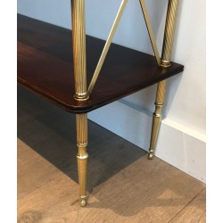 Neoclassical Mahogany and Brass Shelving Unit Attributed to Maison Jansen, French Work, circa 1940