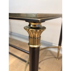 Neoclassical Brushed Steel and Brass Coffee Table by Maison Jansen, French Work, circa 1940
