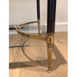 Neoclassical Brushed Steel and Brass Coffee Table by Maison Jansen, French Work, circa 1940