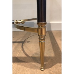 Neoclassical Brushed Steel and Brass Coffee Table by Maison Jansen, French Work, circa 1940
