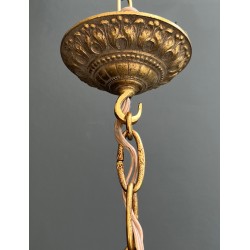 Lustre Montgolfière de Style Empire en Bronze et Cristal à Décors de Flèches et Cols de Cygnes, Travail Français, vers 1940