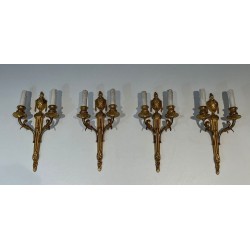 Set of Four Louis the 16th Style Bronze Wall Sconces