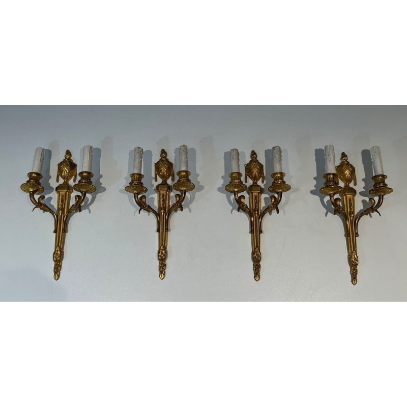 Set of Four Louis the 16th Style Bronze Wall Sconces