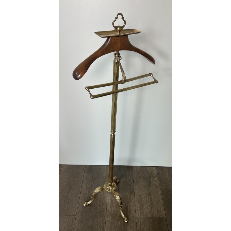 Neoclassical Brass and Wood Gentleman's Valet Stand, French Work, circa 1940