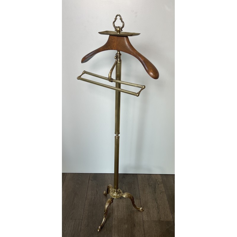 Neoclassical Brass and Wood Gentleman's Valet Stand, French Work, circa 1940