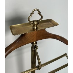 Neoclassical Brass and Wood Gentleman's Valet Stand, French Work, circa 1940