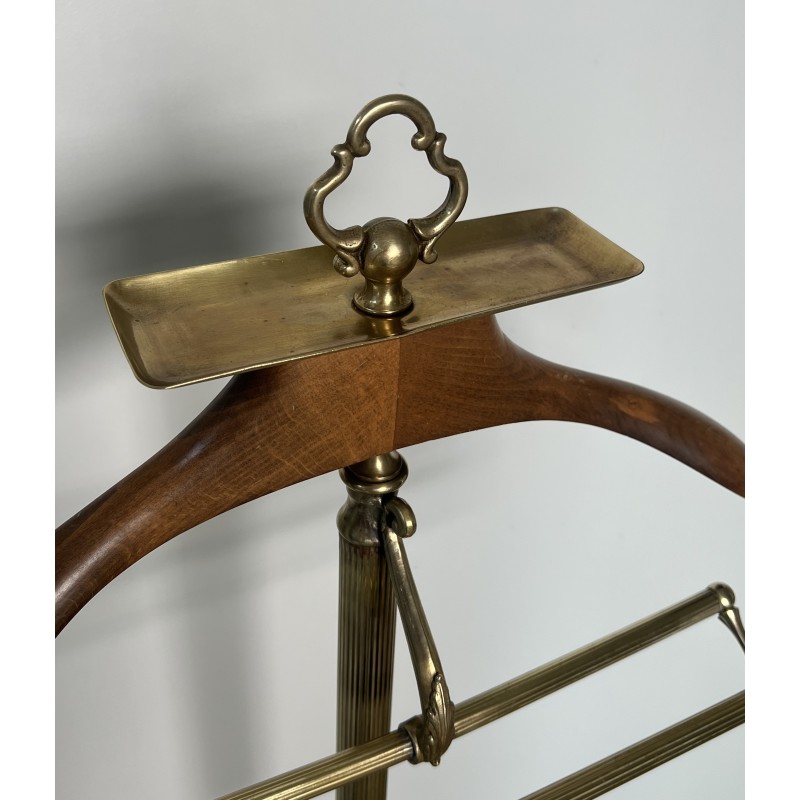 Neoclassical Brass and Wood Gentleman's Valet Stand, French Work, circa 1940