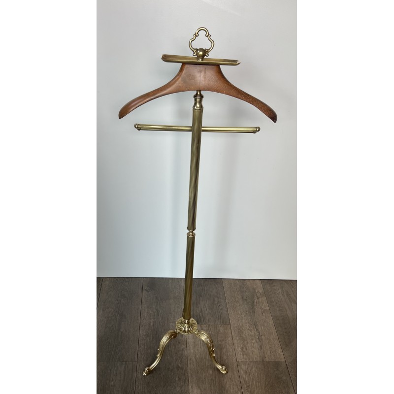 Neoclassical Brass and Wood Gentleman's Valet Stand, French Work, circa 1940