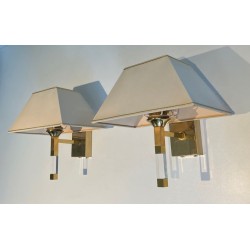 Pair of Lucite and Gilt Wall Sconces