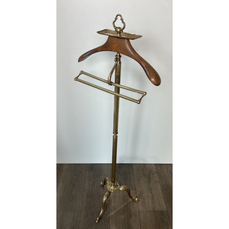 Neoclassical Brass and Wood Gentleman's Valet Stand, French Work, circa 1940