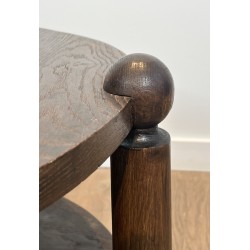 Table Basse Brutaliste en Chêne Massif par Charles Dudouyt, Travail Français, vers 1940-1950