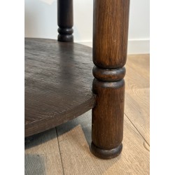 Table Basse Brutaliste en Chêne Massif par Charles Dudouyt, Travail Français, vers 1940-1950