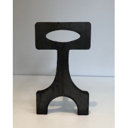 Paire de Chenets Modernistes en Acier et Fer Forgé, Travail Français, vers 1970