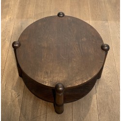 Table Basse Brutaliste en Chêne Massif par Charles Dudouyt, Travail Français, vers 1940-1950
