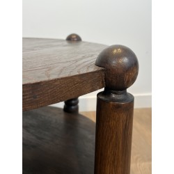 Brutalist Solid Oak Coffee Table by Charles Dudouyt, French Work, circa 1940-1950