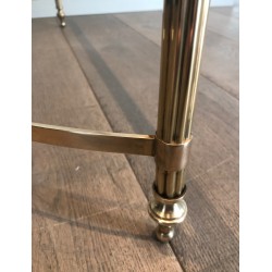 Neoclassical Brass Coffee Table with Glass Shelf by Maison Jansen, French Work, circa 1940