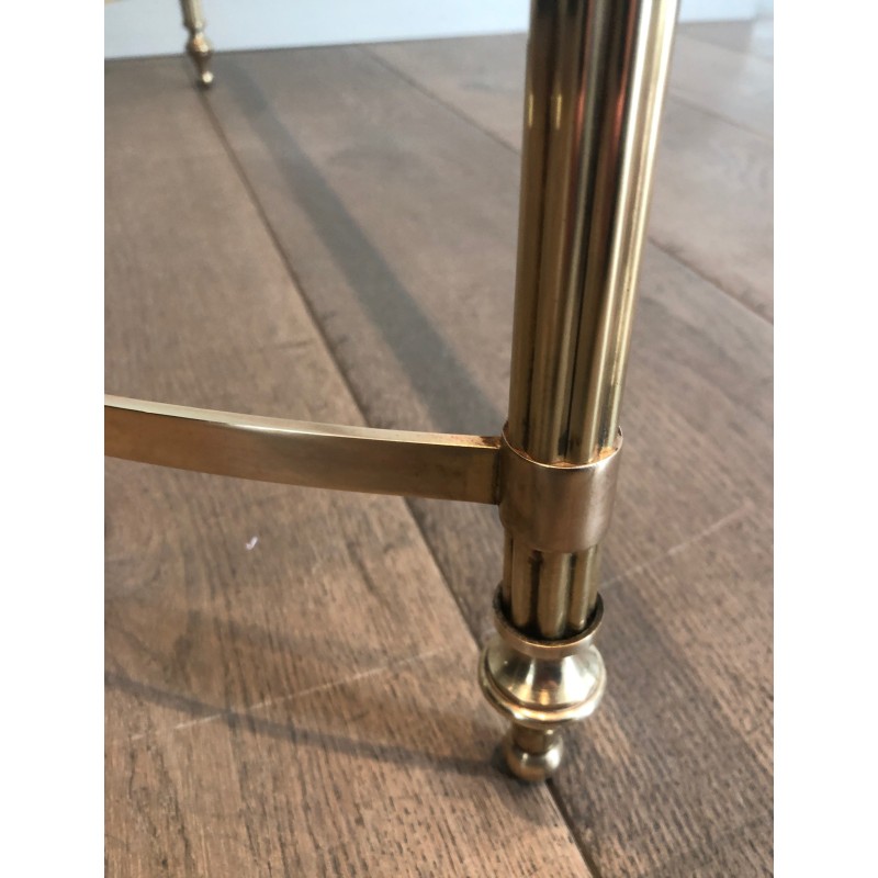 Neoclassical Brass Coffee Table with Glass Shelf by Maison Jansen, French Work, circa 1940