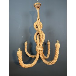 Lustre en Corde en Forme d'Ancre par Adrien Audoux & Frida Minet, Travail Français, vers 1950