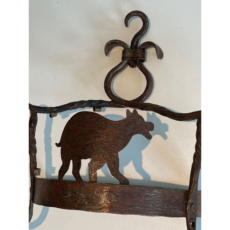 Pair of Wrought Iron Wall lights Showing Animals