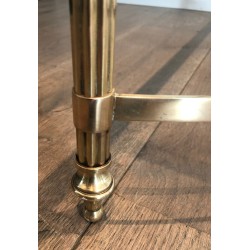 Neoclassical Brass Coffee Table with Glass Shelf by Maison Jansen, French Work, circa 1940