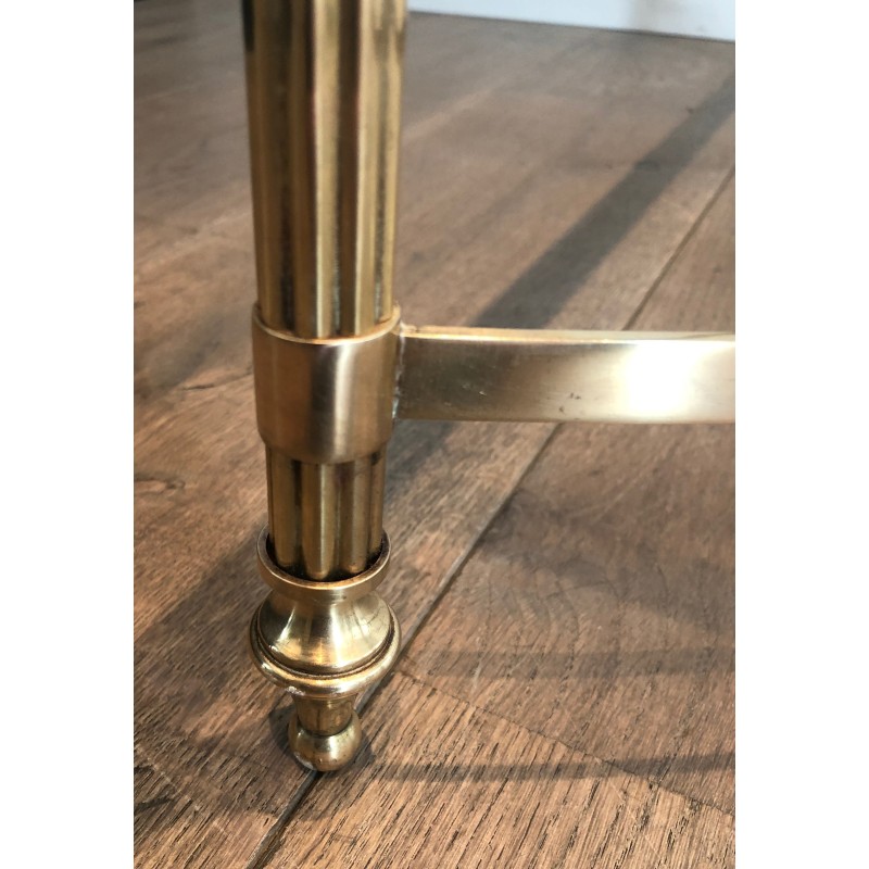 Neoclassical Brass Coffee Table with Glass Shelf by Maison Jansen, French Work, circa 1940