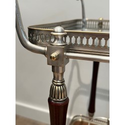 Mahogany and Silvered Brass Drinks Trolley with Removable Trays by Maison Jansen, French Work, circa 1940