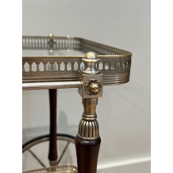 Mahogany and Silvered Brass Drinks Trolley with Removable Trays by Maison Jansen, French Work, circa 1940