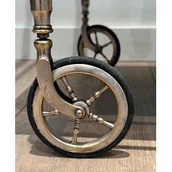 Mahogany and Silvered Brass Drinks Trolley with Removable Trays by Maison Jansen, French Work, circa 1940